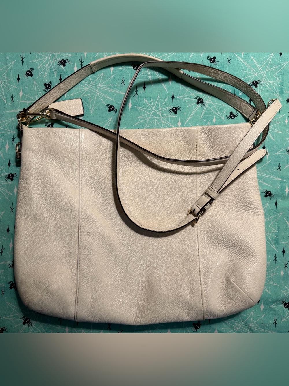 COACH Off-White Pebbled Leather Crossbody Purse Handbag